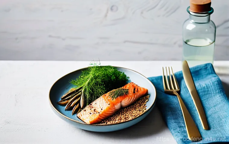 식품에서의 오메가3 연구 - **Prompt 1: "The Omega-3 Spectrum: From Ocean to Plate"**
    A vibrant, sunlit flat lay composition...