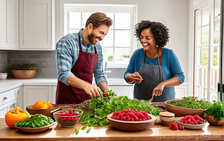 식품에서의 극저온 냉각 기술 - A hyper-realistic still life showcasing an array of cryogenically preserved foods on a sleek, modern...