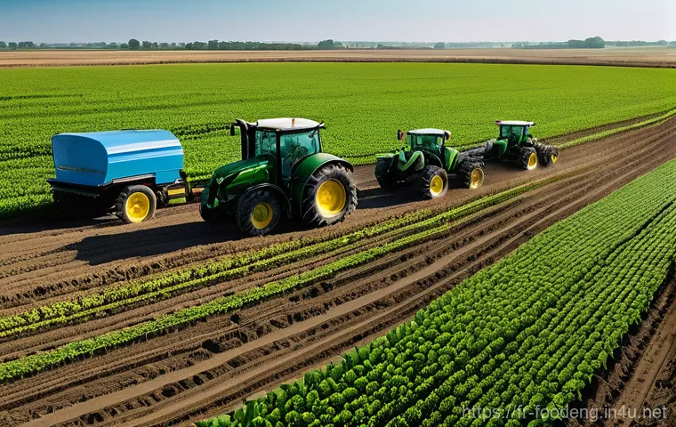 식품에서의 유전자 변형 기술 - **Prompt:** "A panoramic shot capturing a modern, sustainable farm in a challenging environment. On ...