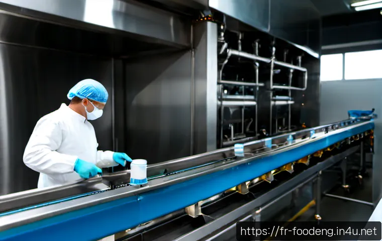 식품 가공에서의 초전도 기술 - Photorealistic French dairy processing facility, stainless-steel yogurt production line with sealed ...